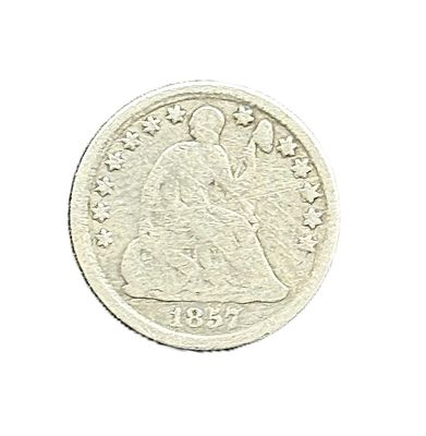 1857 Seated Liberty Half Dime - Philadelphia Mint 90% Silver