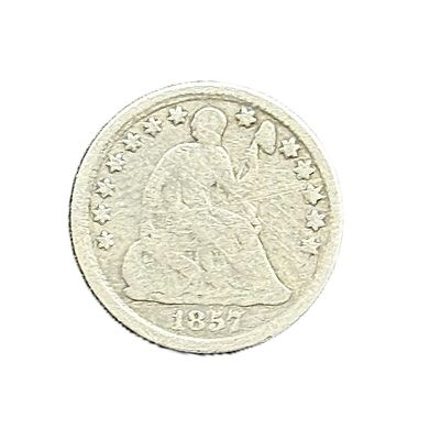 1857 Seated Liberty Half Dime - Philadelphia Mint 90% Silver