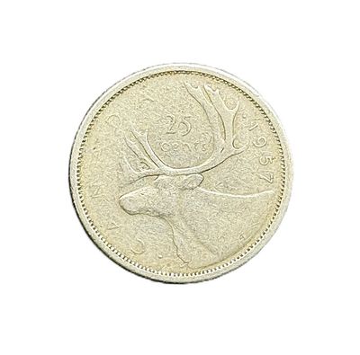 1957 Canada Silver 25 Cents Caribou Quarter