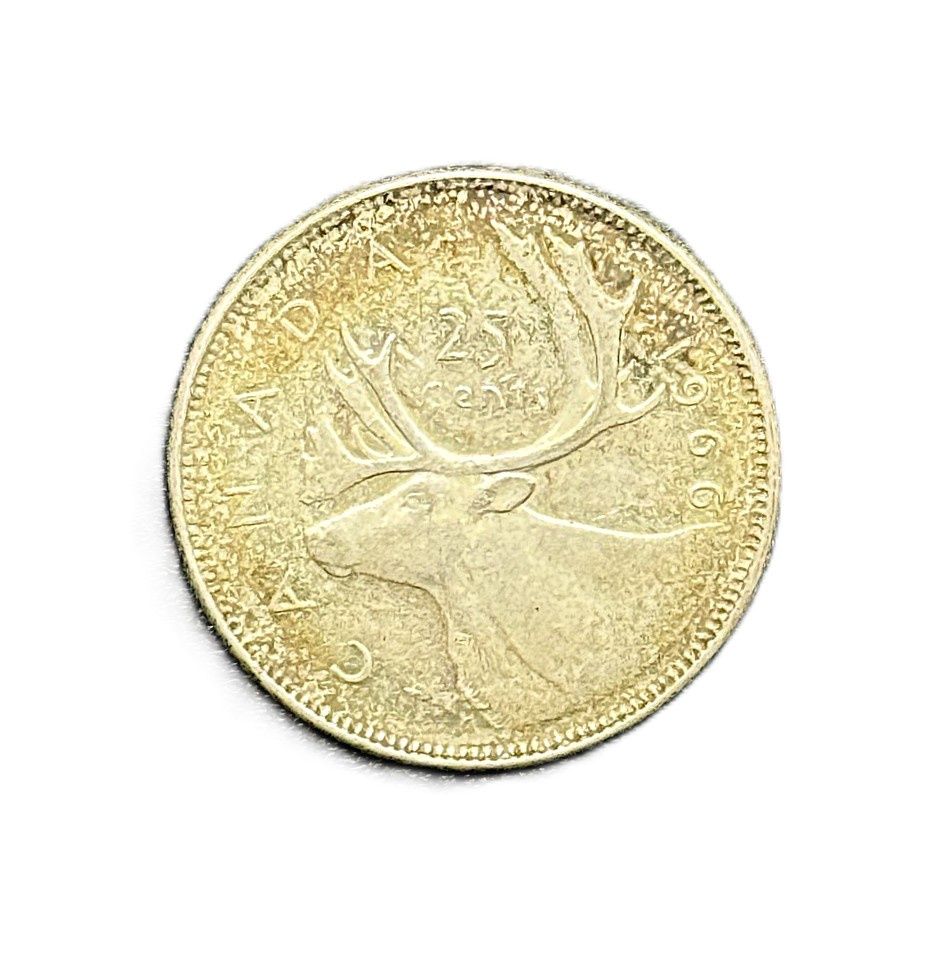 1966 Canada Silver 25 Cents Caribou Quarter