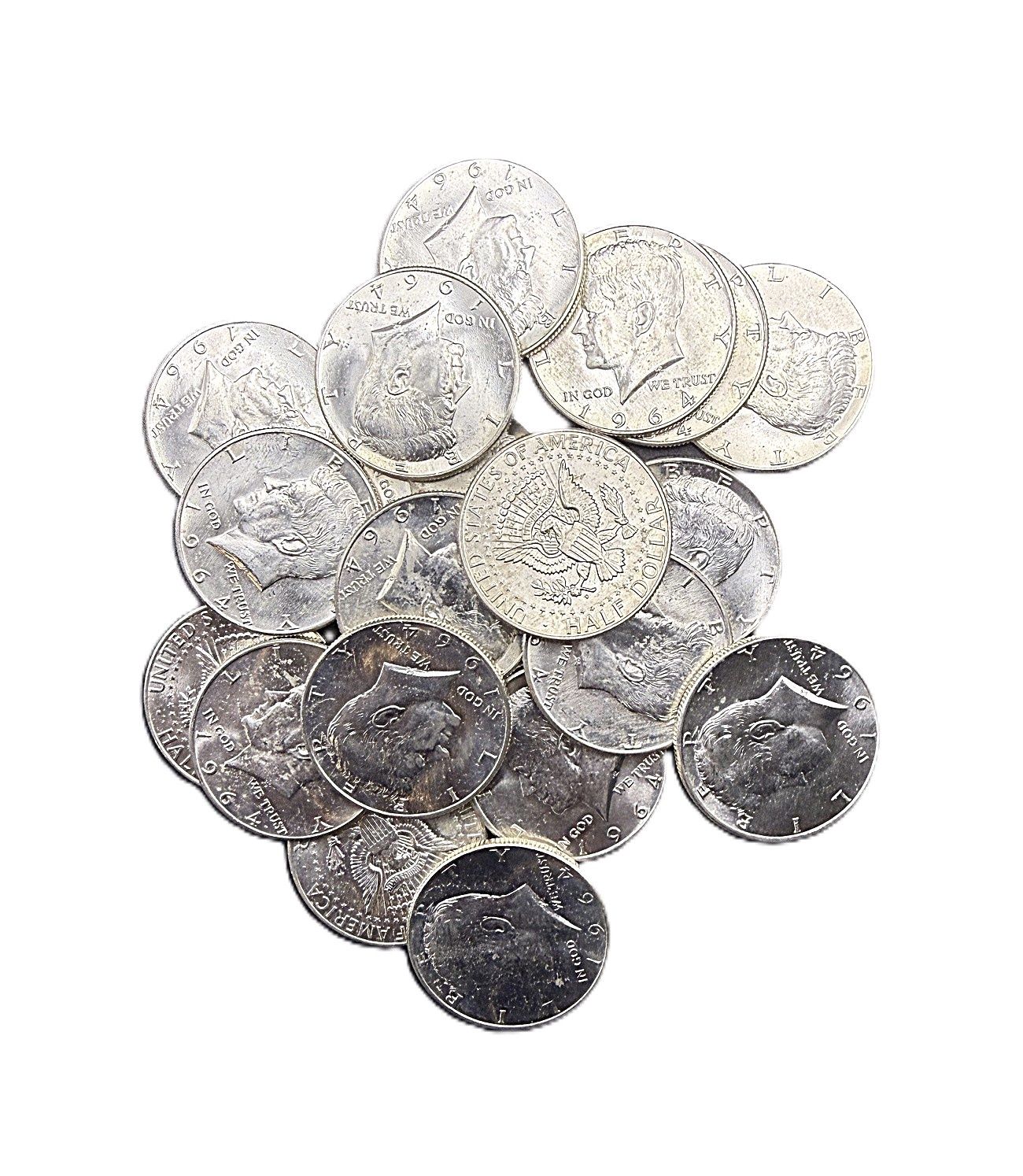 1964 Kennedy Half Dollar 90% Silver Uncirculated Lot of 5