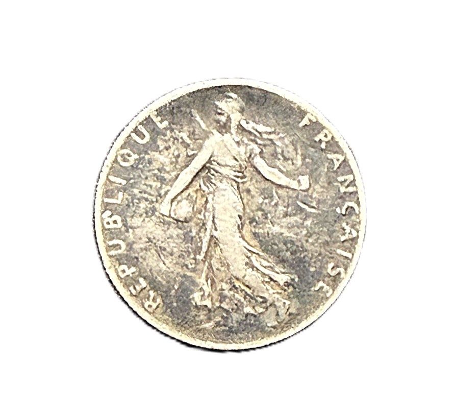 1917 France 50 Centimes Sower Silver Coin