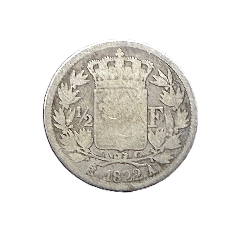 1822-A France ½ Franc Louis XVIII Silver Coin (Bourbon Restoration)