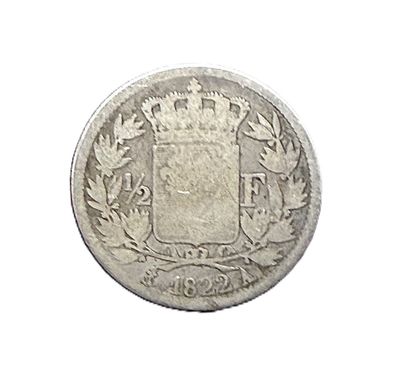 1822-A France ½ Franc Louis XVIII Silver Coin (Bourbon Restoration)