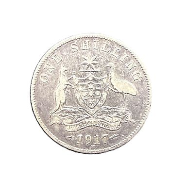 1917 Australia One Shilling George V Silver Coin