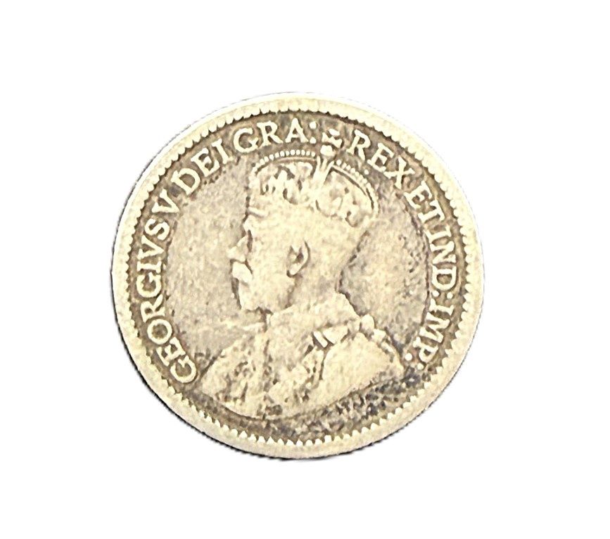 1912 Canada 5 Cents George V Silver Coin