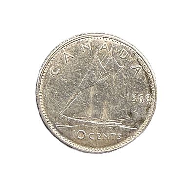 1968 Canada 10 Cents Nickel Bluenose Dime