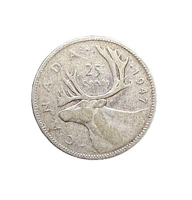 1947 Canadian 25 Cents Silver Quarter -  George VI