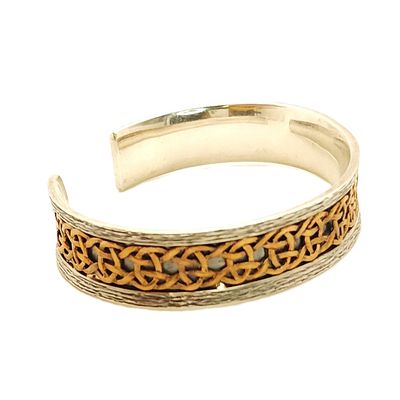 Sterling Silver &amp; Copper Inlay Scavig Celtic Cuff Bracelet