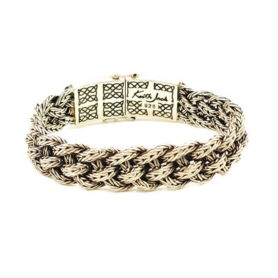 Sterling Silver Celtic Knot Dragon Weave Bracelet- Size: 7" X 15mm