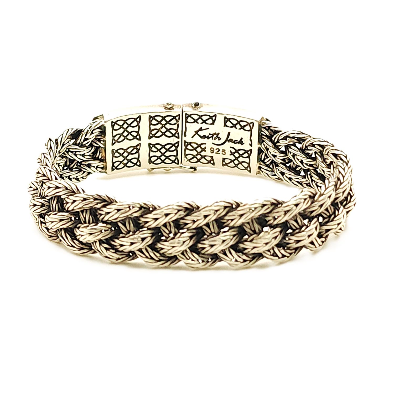 Sterling Silver Celtic Knot Dragon Weave Bracelet- Size: 7" X 15mm