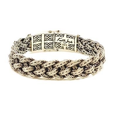 Sterling Silver Celtic Knot Dragon Weave Bracelet- Size: 7" X 15mm