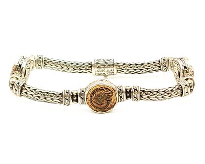 Sterling Silver &amp; Copper Byzantine Bracelet- Size: 8" X 15.63mm