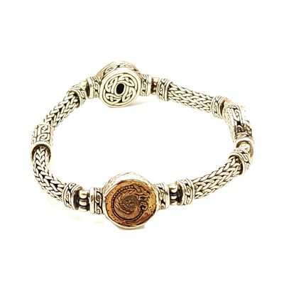 Sterling Silver &amp; Copper Byzantine Bracelet- Size: 8" X 15.63mm