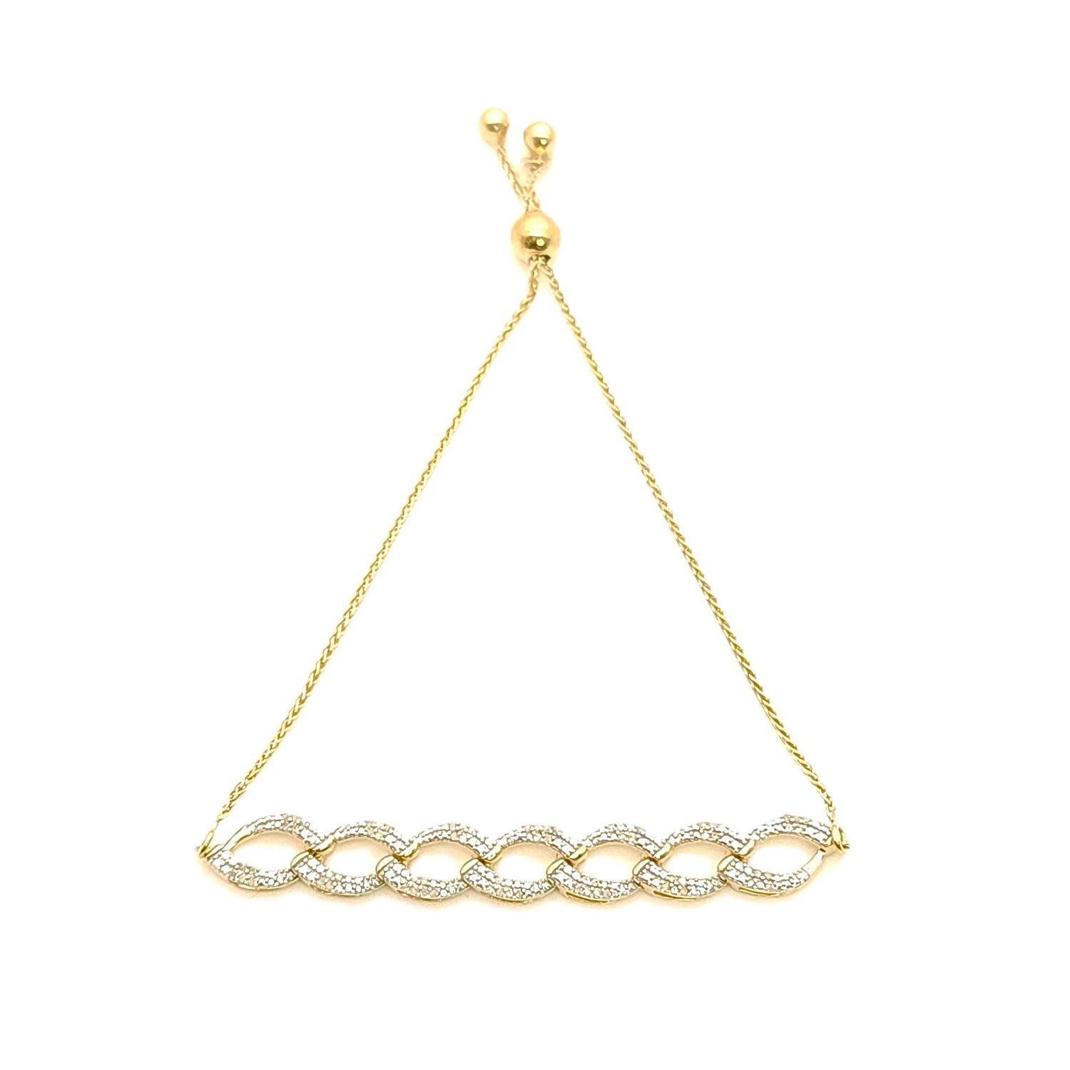 Sterling Silver Goldtone Cuban Link Bolo Bracelet- Size: 8" X 7.73mm