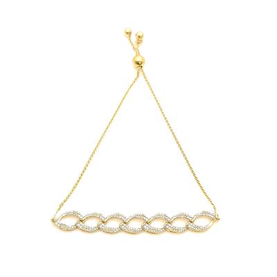 Sterling Silver Goldtone Cuban Link Bolo Bracelet- Size: 8" X 7.73mm