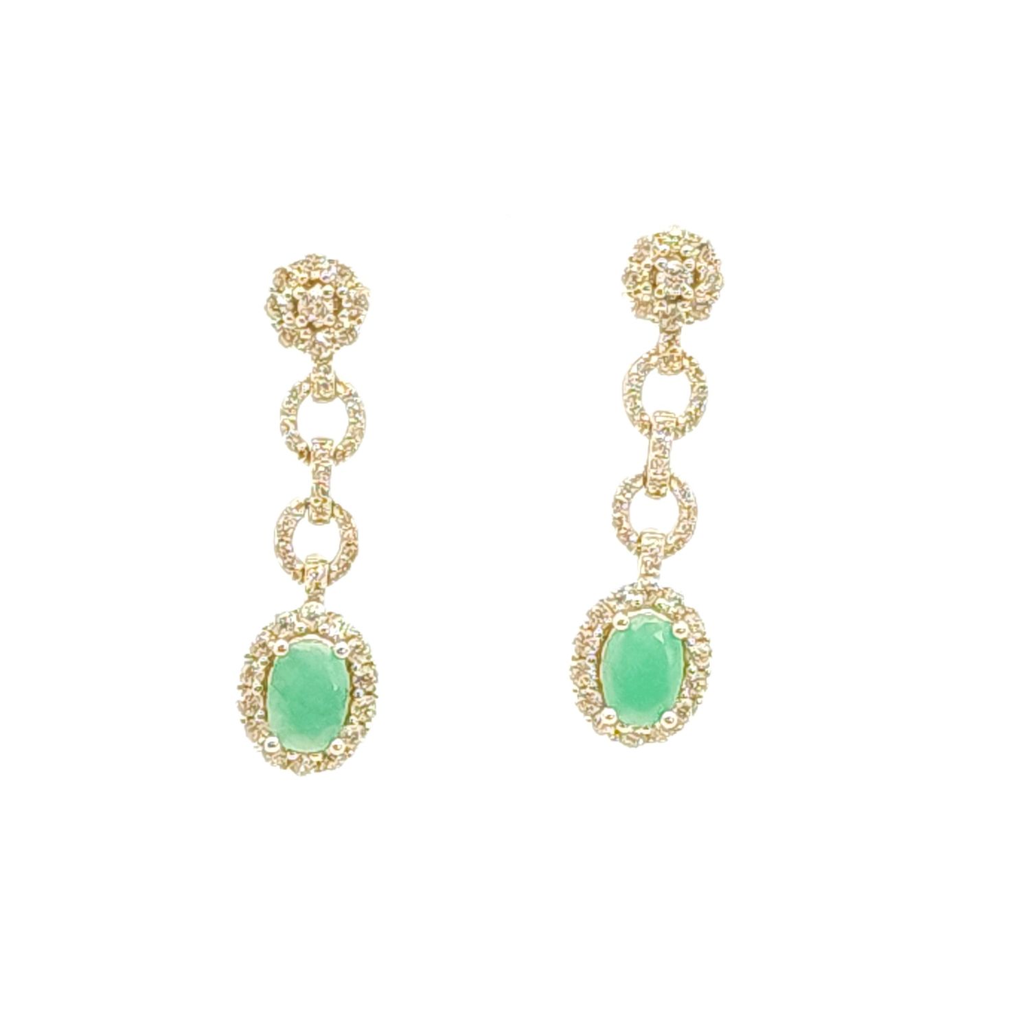 Sterling Silver Jade Link Dangle Earrings