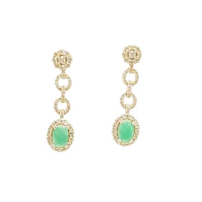 Sterling Silver Jade Link Dangle Earrings