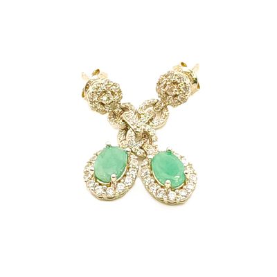 Sterling Silver Jade Link Dangle Earrings