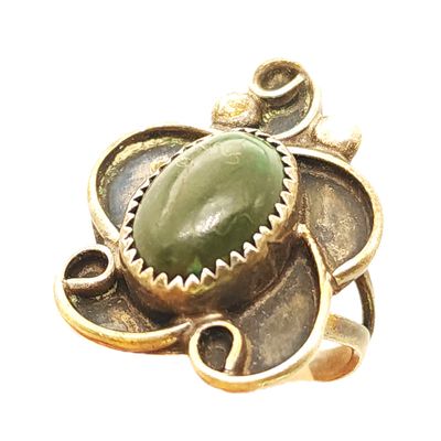 Sterling Silver Green Malachite Ring- Size: 4.5