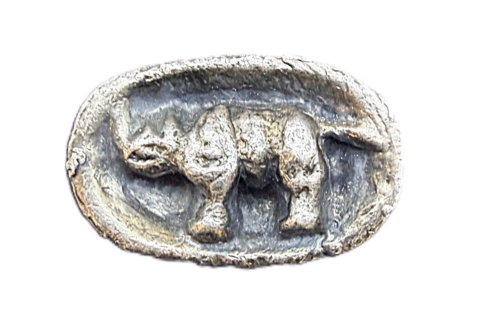 4.5 oz Ancient Southeast Asian Style Rhinoceros Hand-Poured .999 Fine Silver Bar