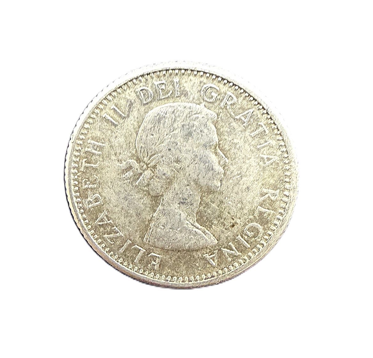 1960 Canada 10 Cents Silver Coin - Bluenose Dime
