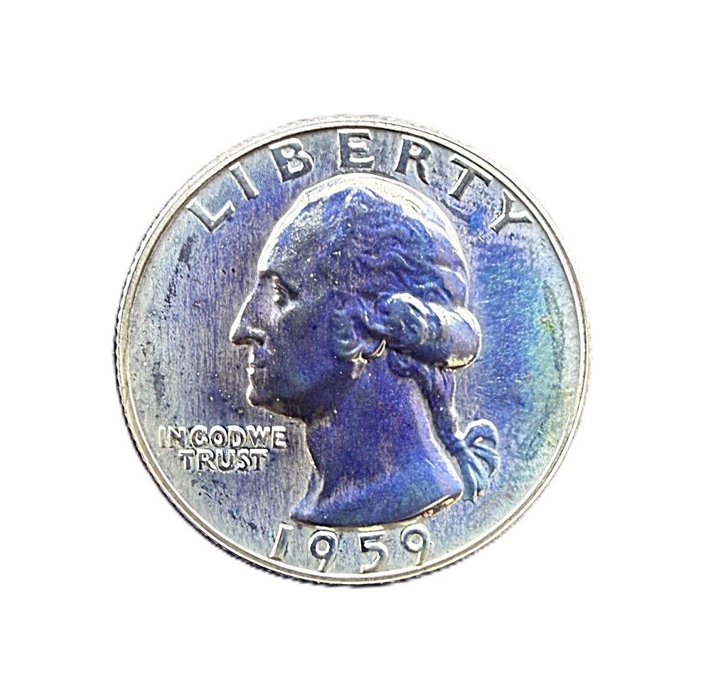 1959 Washington Quarter Silver Coin - Toned AU