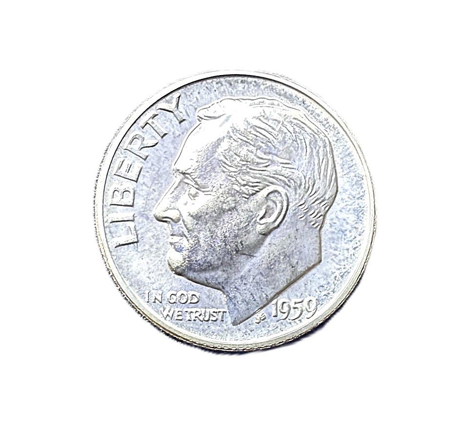 1959 Roosevelt Dime Silver Coin - AU