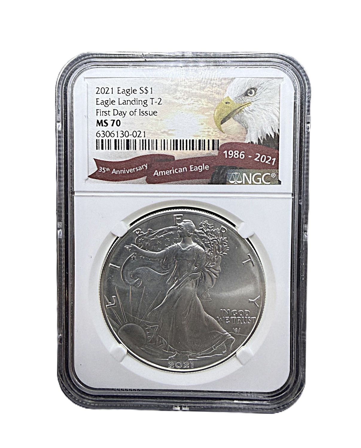 2021 American Silver Eagle Type 2 NGC MS70 First Day of Issue Eagle Landing