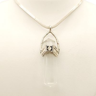Sterling Silver Crystal Pendant on Sterling Silver Chain- Size: 20" X  1.5mm
