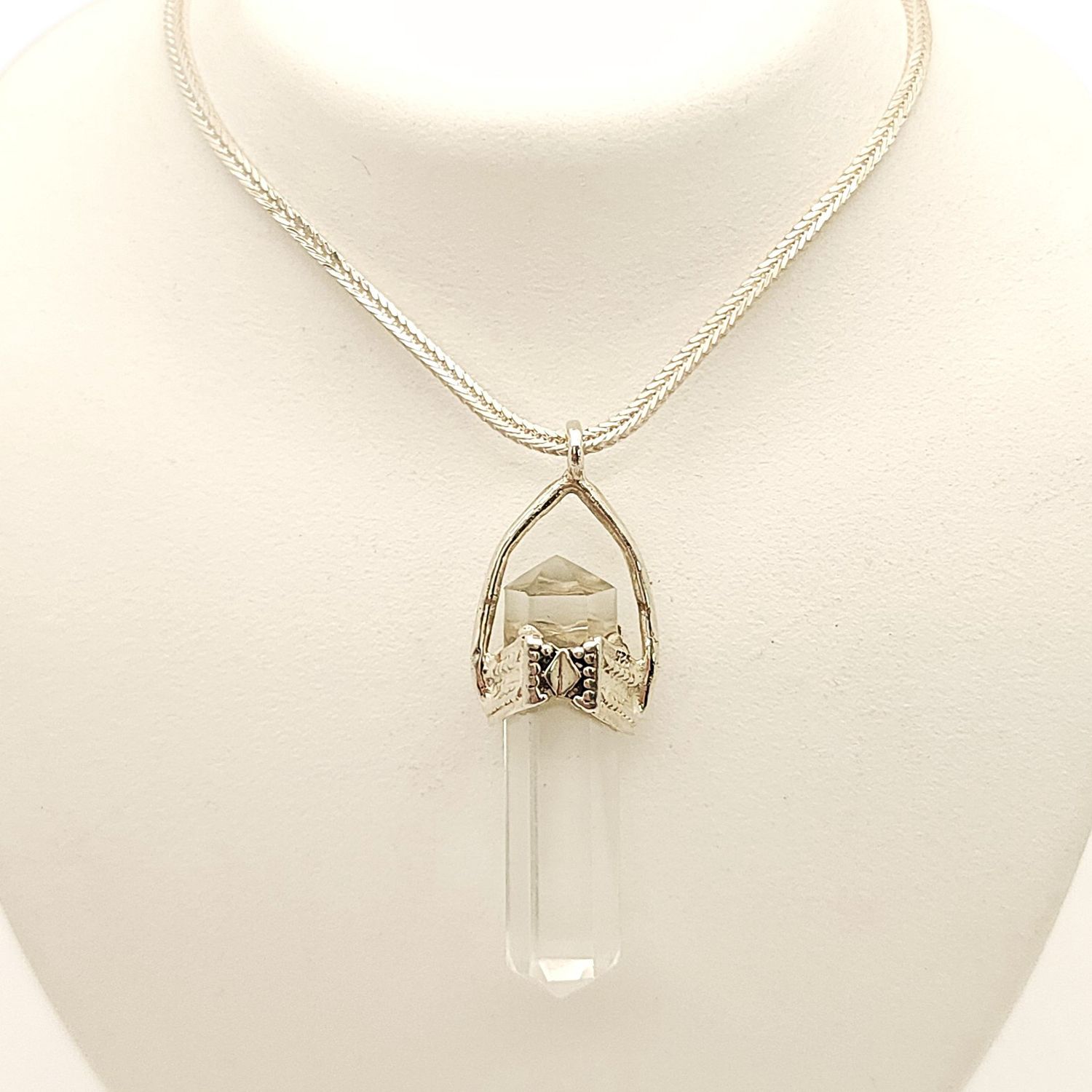 Sterling Silver Crystal Pendant on Sterling Silver Chain- Size: 20" X  1.5mm