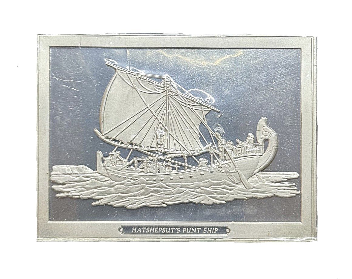 Franklin Mint Hatshepsut’s Punt Ship c. 1500 B.C. Silver Ingot – Great Sailing Ships of History First Edition Proof