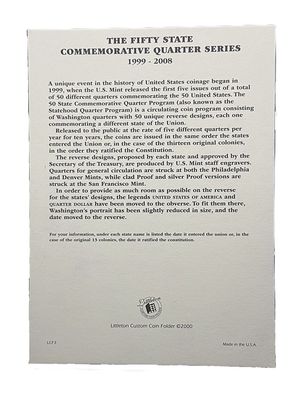 Complete 50 State Commemorative Quarters Collection 1999-2008 in Littleton Custom Coin Folder – All 50 States