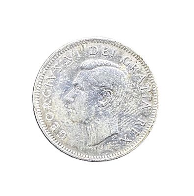 1950 Canada Silver 25 Cents King George VI Caribou Quarter