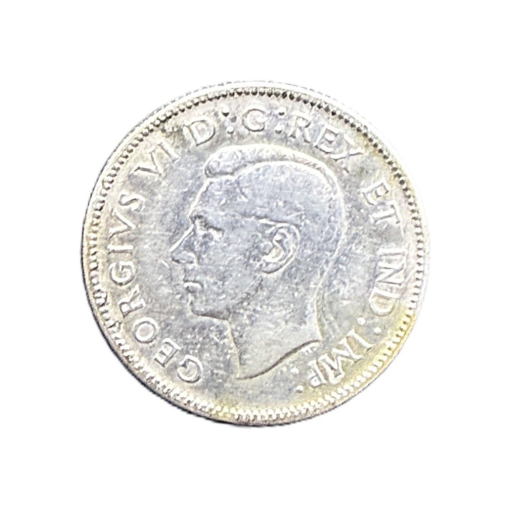 1943 Canada Silver 25 Cents King George VI Caribou Quarter