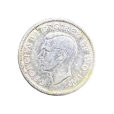 1943 Canada Silver 25 Cents King George VI Caribou Quarter