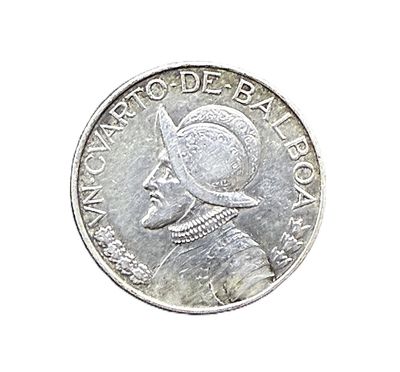 1947 Panama Silver 1/4 Cuarto de Balboa Vasco Nunez de Balboa Coin