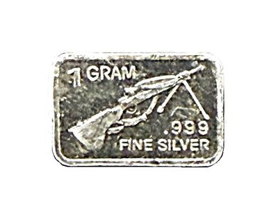1 Gram Military Rifle Novelty Bullion Silver Bar