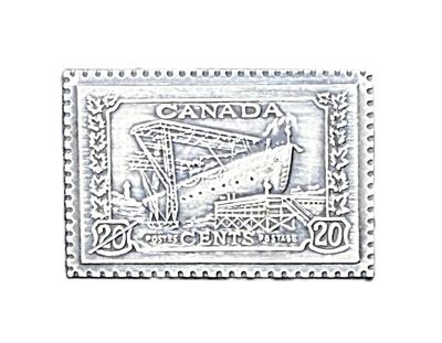 Canada 1942 20 Cents Canadian Corvette Ready for Launching Stamp Replica – Jerry Parker .999 Fine Silver Bar