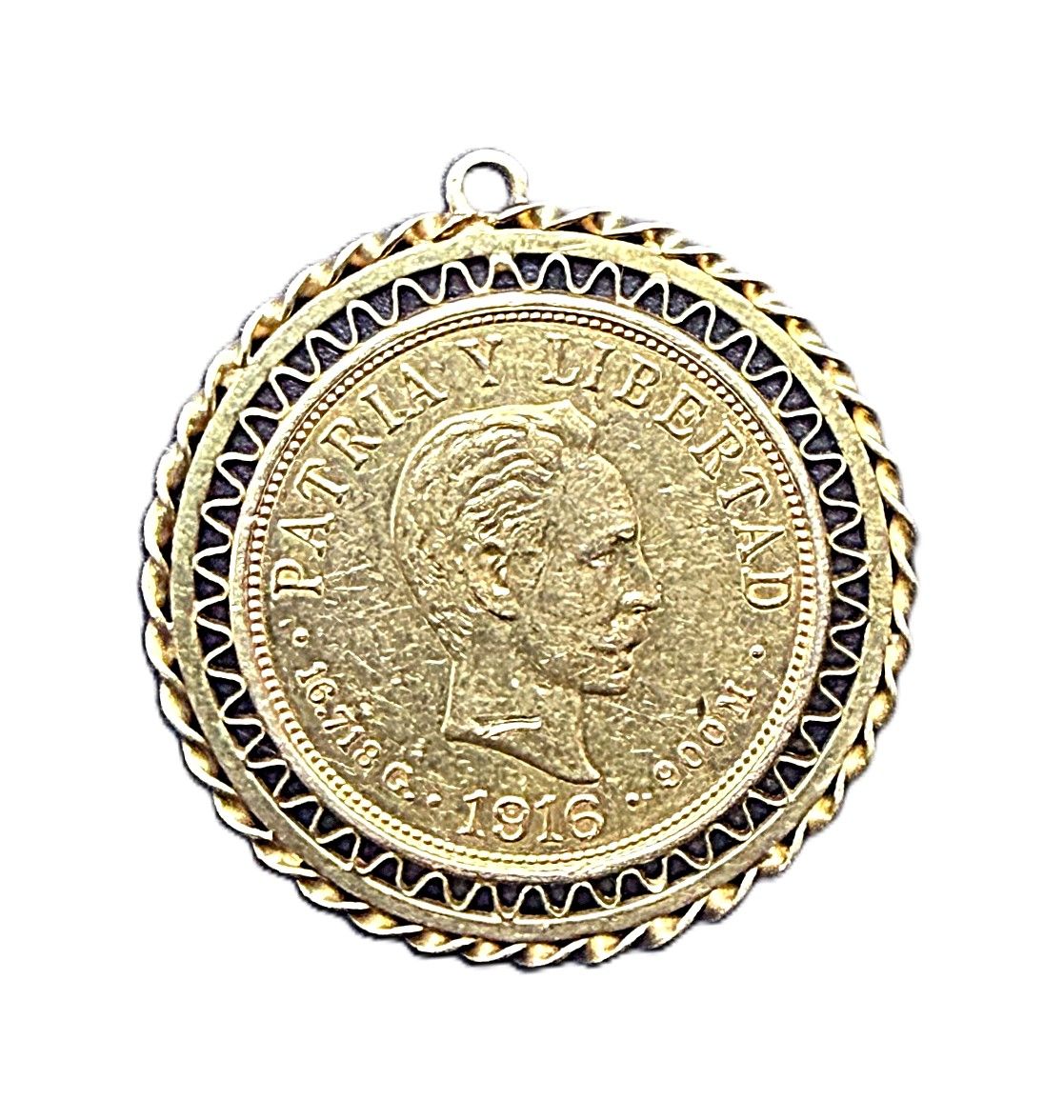 1916 Cuba 10 Pesos Gold Coin in 14k Bezel – José Martí