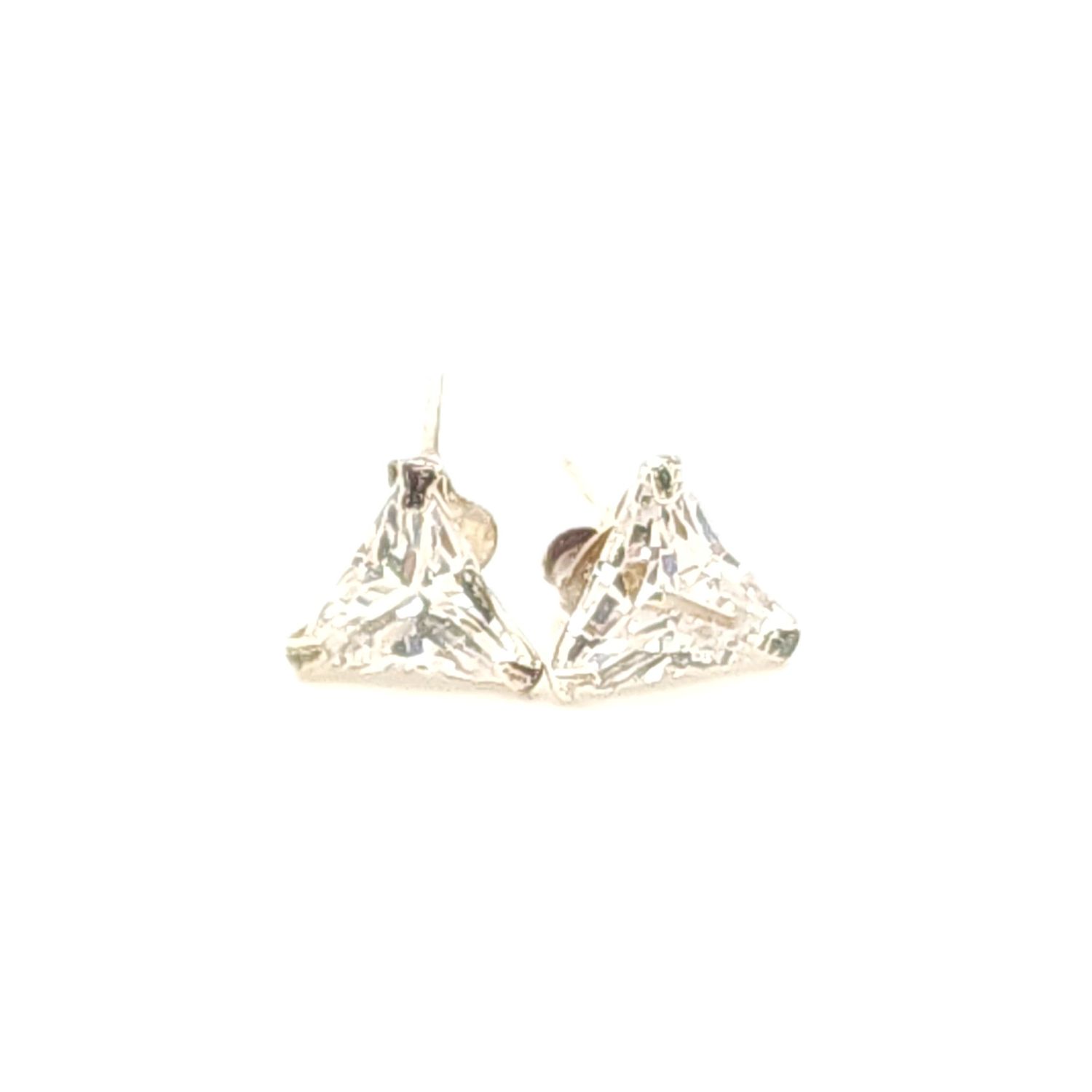 Sterling Silver Trillion Cut Clear Stone Earring Studs