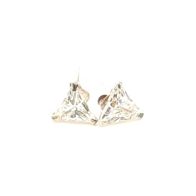 Sterling Silver Trillion Cut Clear Stone Earring Studs
