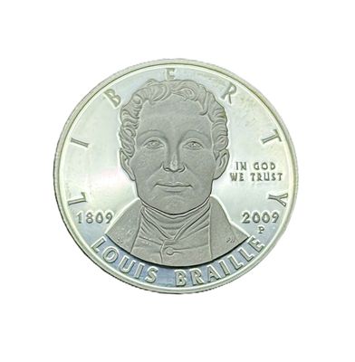 2009-P Louis Braille Bicentennial Silver Dollar
