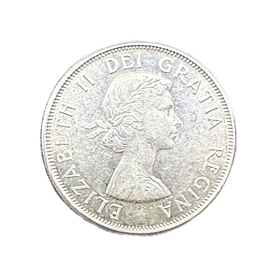 1960  Canada Silver  50 Cents  Queen  Elizabeth II  Coat of Arms  Half Dollar