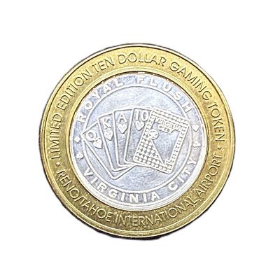 Reno/Tahoe International Airport Virginia City Royal Flush Limited Edition $10 Silver Strike Game Token