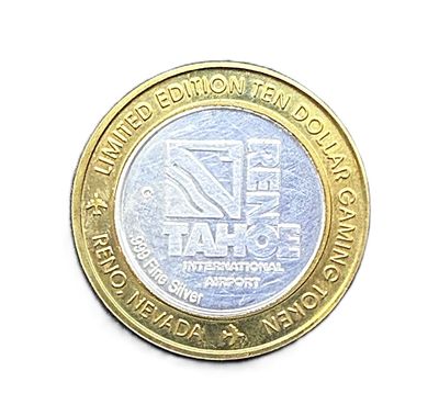 Reno/Tahoe International Airport Virginia City Royal Flush Limited Edition $10 Silver Strike Game Token