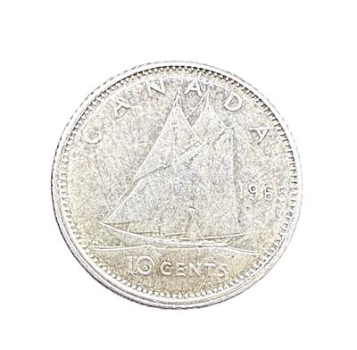 1965 Canada Silver 10 Cents Queen Elizabeth II Bluenose Dime
