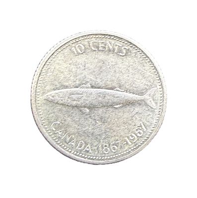 1967 Canada Silver 10 Cents Queen Elizabeth II Centennial Mackerel Dime