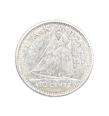 1964 Canada Silver 10 Cents Queen Elizabeth II Bluenose Dime