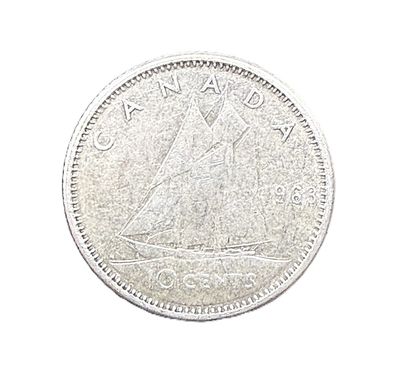 1963 Canada Silver 10 Cents Queen Elizabeth II Bluenose Dime